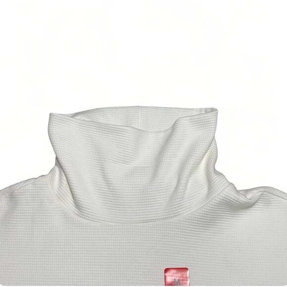 Lands' End Long-Sleeve Waffle Funnel Neck Top White Medium, New - Picture 3 of 9